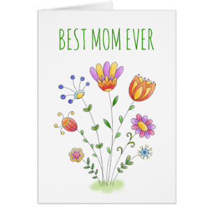 Handgezeichnete Blume Beste Mama je Muttertagskart