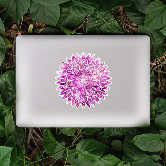 Handgezeichnete Blume Blätter Rosa Mandala Aufkleber (Von Creator hochgeladen)