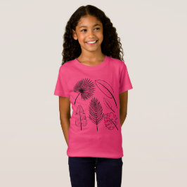Handgezeichnete Blume Doodles Pink Pflanze Floral  T-Shirt
