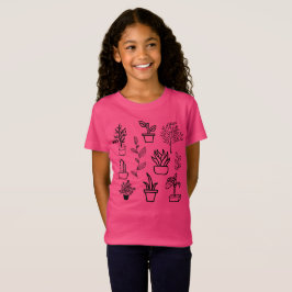 Handgezeichnete Blume Doodles Rosa Pflanze Blütenb T-Shirt