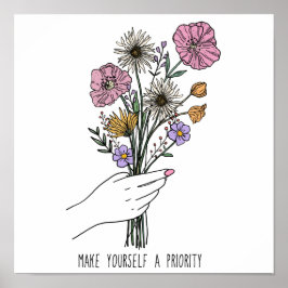 Handgezeichnete Blume für das motivierend Inspirat Poster