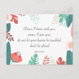 Handgezeichnete Blume mit John 14:27 Bible Verse Postkarte