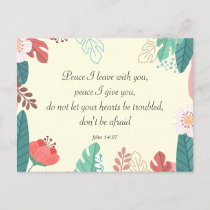 Handgezeichnete Blume mit John 14:27 Bible Verse Postkarte
