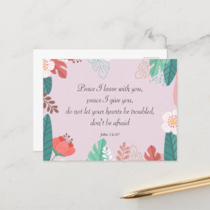Handgezeichnete Blume mit John 14:27 Bible Verse Postkarte