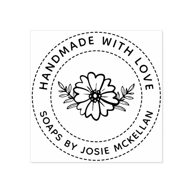 Handgezeichnete Blume mit Liebe handgefertigt Gummistempel (Prägung)