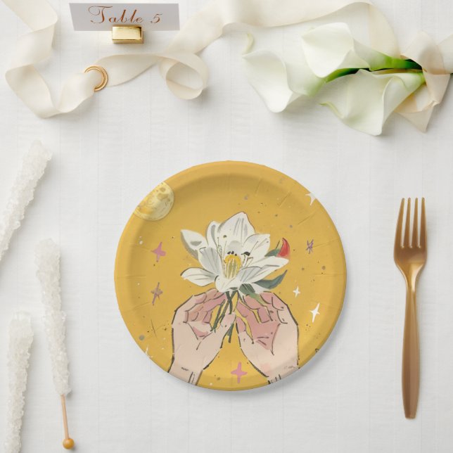 Handgezeichnete Blume mit Lily Pappteller (Hochzeit)
