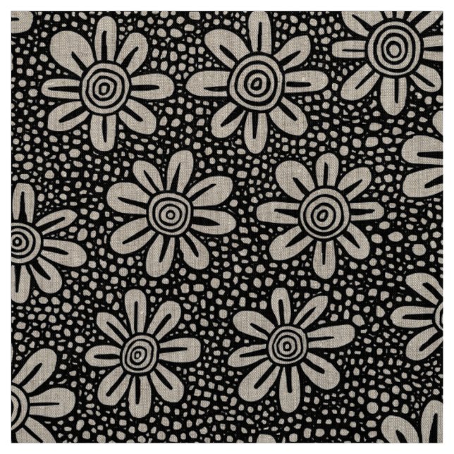 Handgezeichnete Blume Muster 140617 - Schwarz Stoff (Muster)