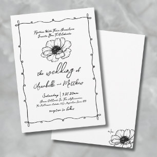 Handgezeichnete Blume Whimsical Wedding Einladung