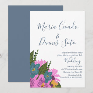 Handgezeichnete Blumen Hochzeit Fette Farbe Einlad Einladung