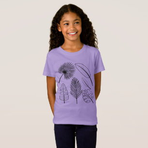 Handgezeichnete Blumen Kritzeleien Lila Pflanzen F T-Shirt