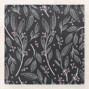 Handgezeichnete Blumen: Nahtloses Design Glasuntersetzer