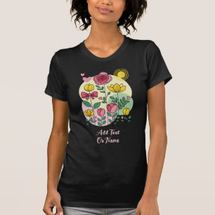 Handgezeichnete Blumen Pink Gelb - Benutzerdefinie T-Shirt