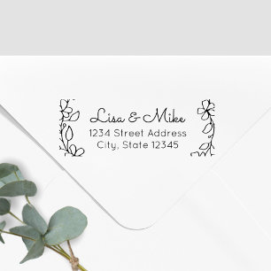 Handgezeichnete Blumenbezeichnungen Hochzeitsstift Permastempel