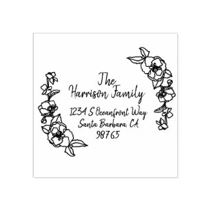 Handgezeichnete Blumenhandschrift Name und Anschri Gummistempel