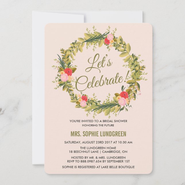 Handgezeichnete Blumenstrauß Bridal-Dusche Einladu Einladung (Vorderseite)
