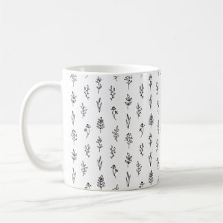 Handgezeichnete Blumenvase-Tasse – Hübsche botanis Kaffeetasse