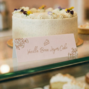 Handgezeichnete Blumige Rosa Torte Gebäck Bäckerei Tischaufsteller