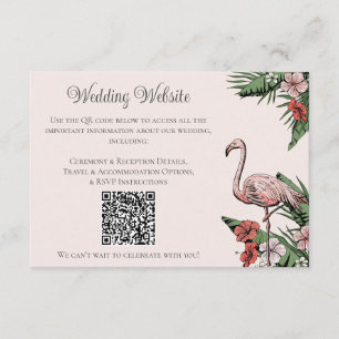 Handgezeichnete Blush Flamingo Tropische Hochzeit  Begleitkarte