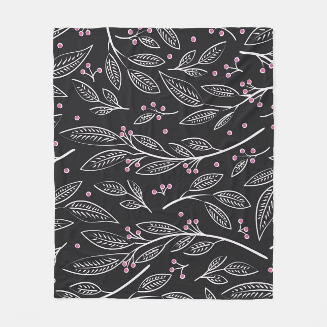 Handgezeichnete Blüte: Nahtloses Design Fleecedecke (Vorderseite)