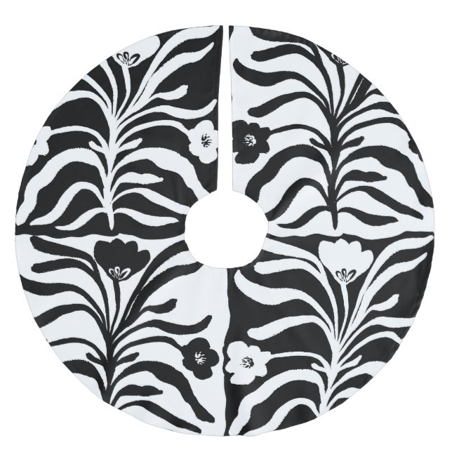 Handgezeichnete Blüte: Vintag Abstrakt Polyester Weihnachtsbaumdecke (Vorderseite)