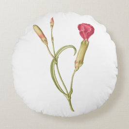 Handgezeichnete blutrosa Dianthus-Blume Rundes Kissen