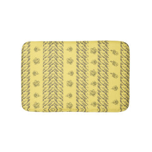 Handgezeichnete Boho-Blumen geometrische Linien in Badematte