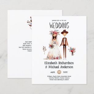 Handgezeichnete Boho Bride Groom Funny Wedites