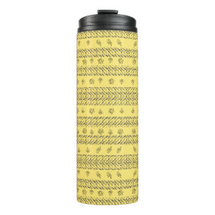 Handgezeichnete Boho-Floral-Geometrie-Linien in Se Thermosbecher
