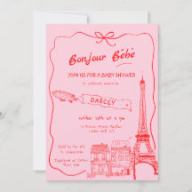 Handgezeichnete Bonjour Bebe Französisch Pink Baby