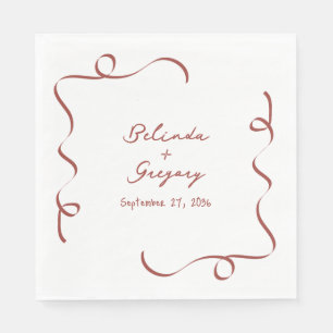 Handgezeichnete bordeauxrote Illustrations-Doodles Serviette