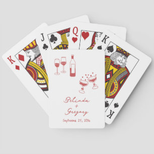 Handgezeichnete bordeauxrote Illustrations-Doodles Spielkarten