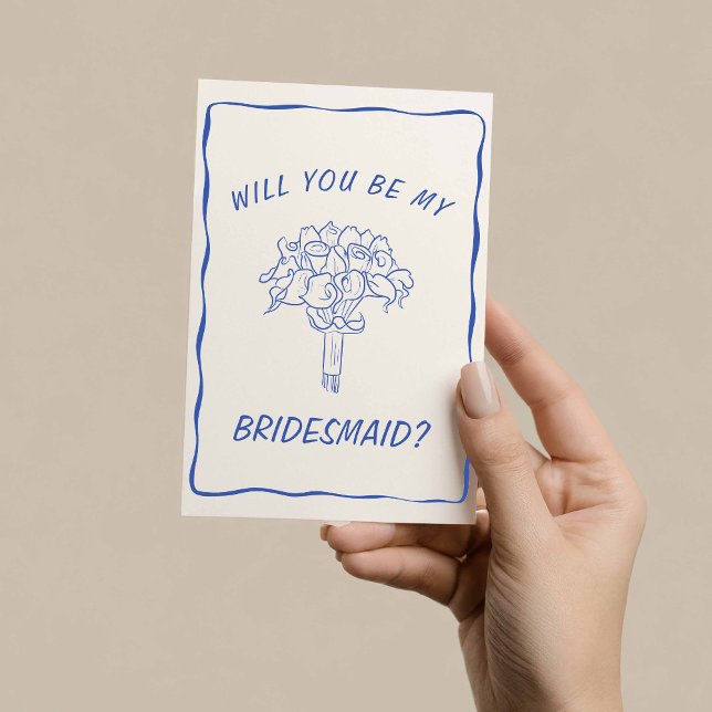 Handgezeichnete Bouquet Bridesmaid-Vorschlagskarte Einladung (Von Creator hochgeladen)