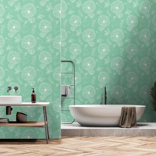 Handgezeichnete Bouquet Tapete (Badezimmer)