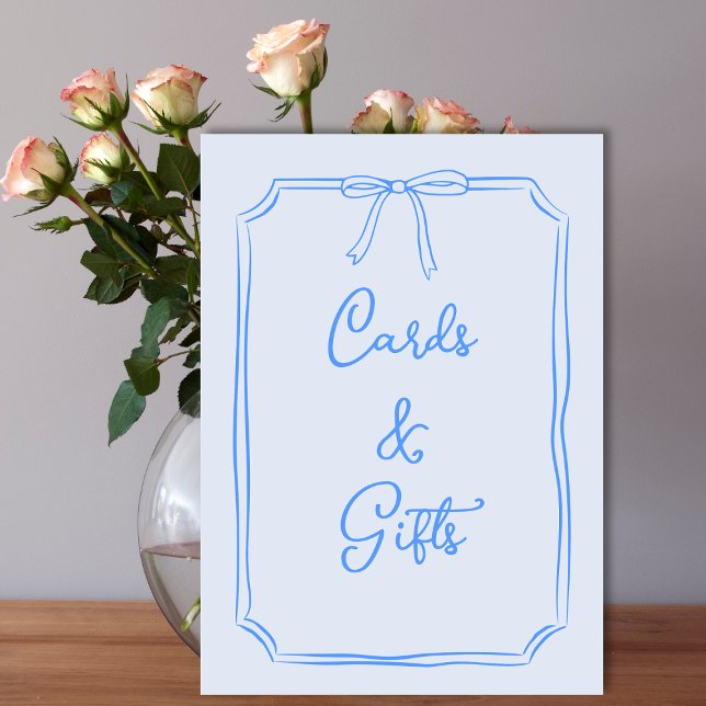 Handgezeichnete Bow Coquette Blue Cards und Gesche (Von Creator hochgeladen)