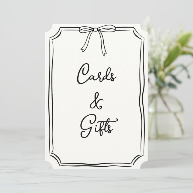 Handgezeichnete Bow Coquette Chic Cards und Gesche (Stehend Vorderseite)