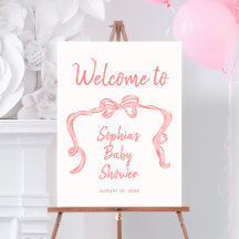 Handgezeichnete Bow Girl Babydusche Begrüßungszeic