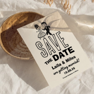 Handgezeichnete Braut und Bräutigam Hochzeit Save The Date