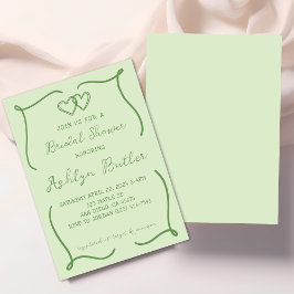 Handgezeichnete Bridal-Dusche mit Green Frame Einl Einladung