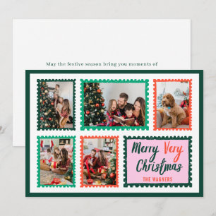 Handgezeichnete Briefmarke Rahmen 5 Foto Frohe Wei Feiertagskarte