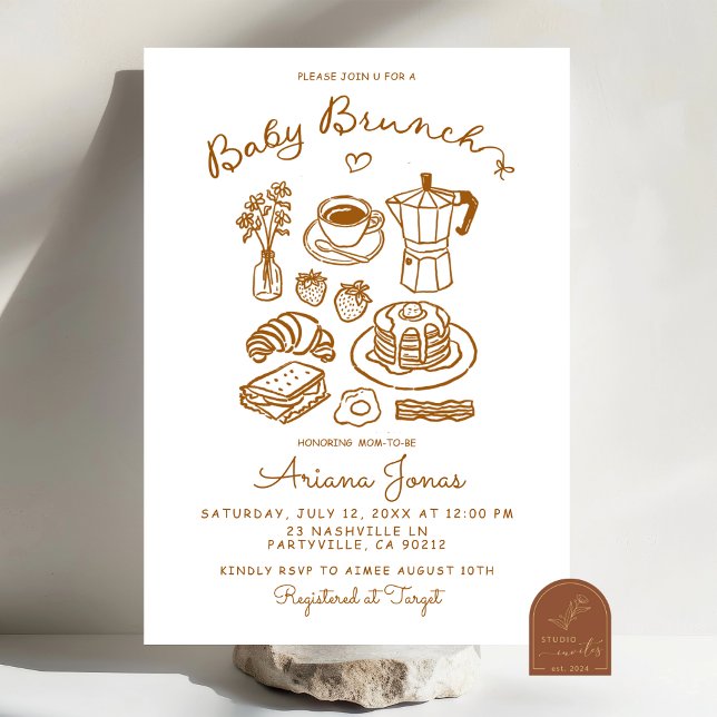 Handgezeichnete Brunch-Baby-Shower-Einladung Einladung (Von Creator hochgeladen)