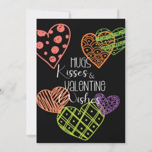 Handgezeichnete bunte lustige Herzen Valentinsgrüß Feiertagskarte