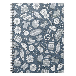 Handgezeichnete Cartoon-Hippie-Kritzeleien nahtlos Notizblock