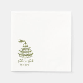 Handgezeichnete Champagner-Turm-Glas Hochzeitsserv Serviette