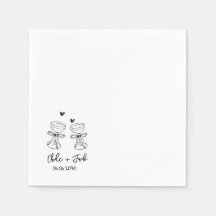 Handgezeichnete Champagnerglas-Hochzeitsservietten