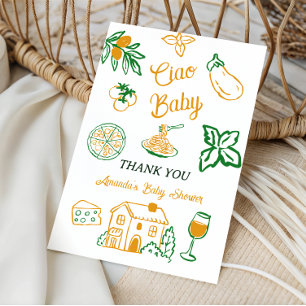 Handgezeichnete Ciao Italian Pizza & Pasta Babypar Dankeskarte