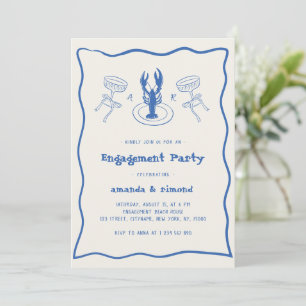 Handgezeichnete Cocktail- und Lobsterbindungsparty Einladung