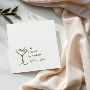 Handgezeichnete Cocktailglas-Hochzeitsservietten Serviette