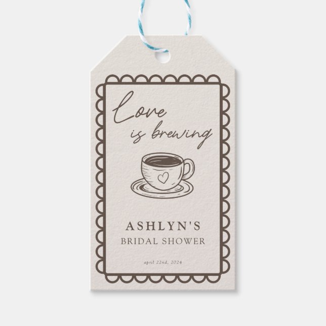 Handgezeichnete Coffee Theme Brautparty Geschenkta Geschenkanhänger (Vorderseite)