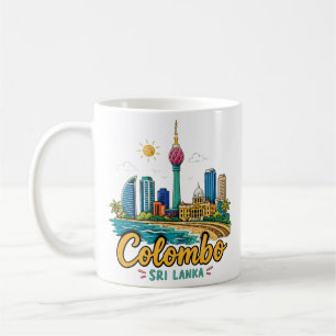 Handgezeichnete Colombo Sri Lanka Reise Kunst Land Kaffeetasse