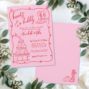 Handgezeichnete Cowgirl Country-Bridal-Shower Einladung